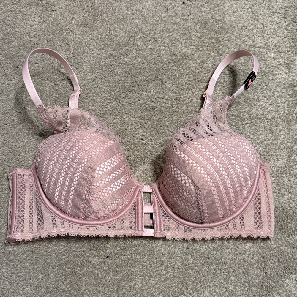 Victoria’s Secret Pink Luxe Lingerie Lace Balconette Bra Size 34 B